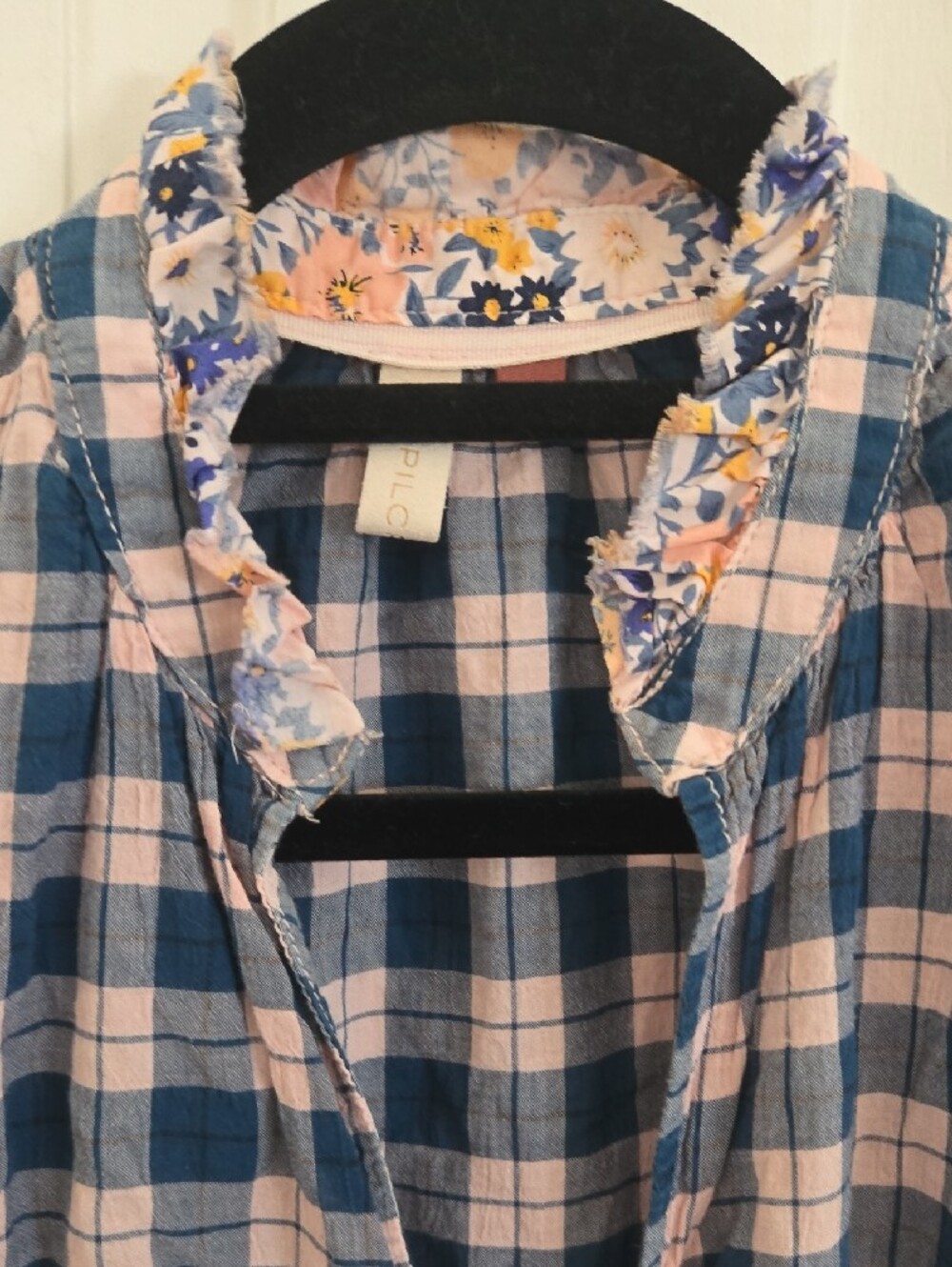 Pilcro Blue and Pink Plaid Button-Up Blouse - Picture 3 of 9